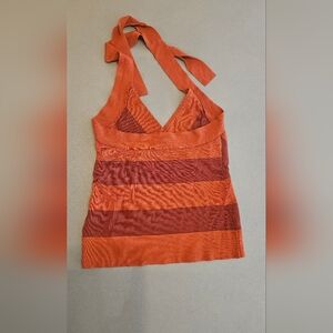 The Limited Orange and Red Cut Out Knit Halter Top